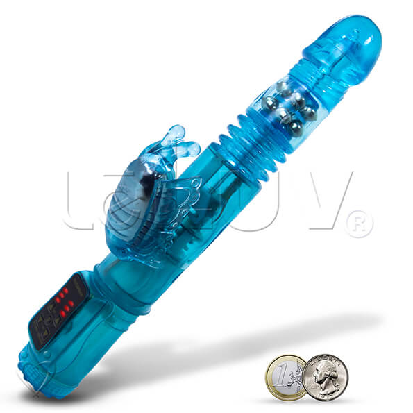 Leluv 11 5” Waterproof Thrusting Butterfly Clitoris Rabbit Vibrator Dildo Deluxe